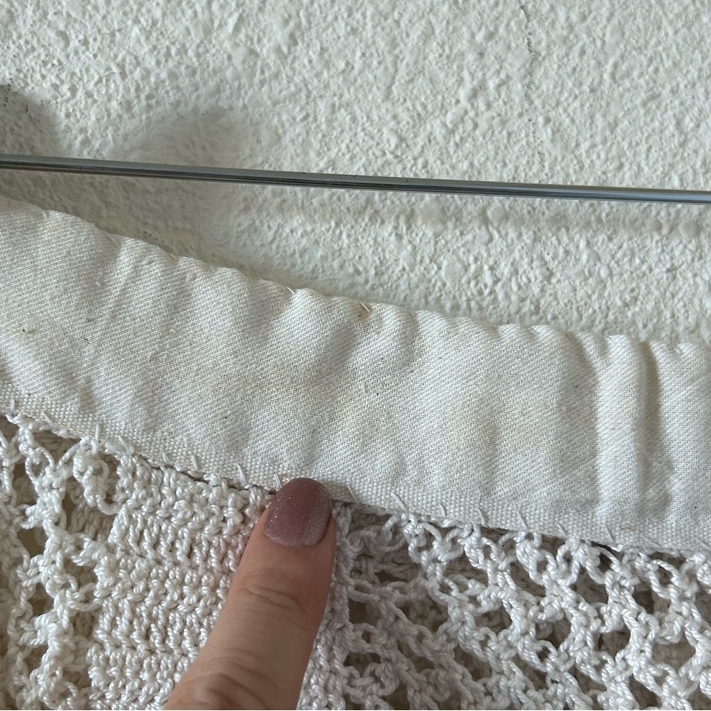 Women’s Knit Midi Skirt Small Cream Crochet Flare Boho Festival Handmade Western - Picture 11 of 13